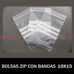 BOLSAS TRANSPARENTES ZIP CON BANDAS DE ESCRITURA 10X15