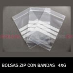BOLSAS TRANSPARENTES ZIP CON BANDAS DE ESCRITURA 4X6